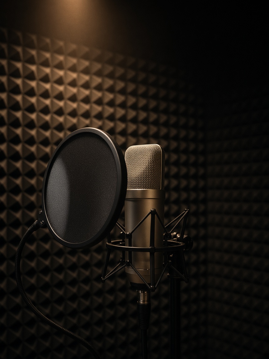 Condenser microphone in a vocal booth